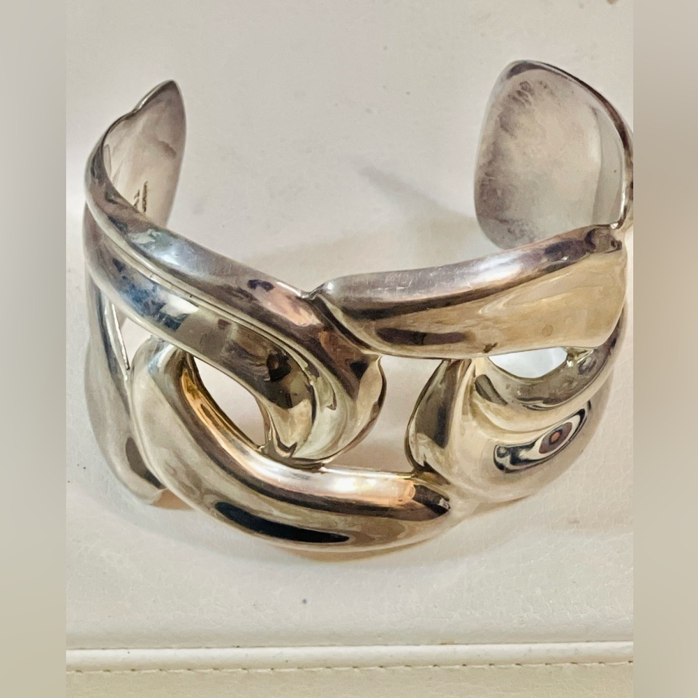 VTG  Southwest Mexico Sterling Silver Classic Cuff Bangle Bracelet 86 G Sz 7”